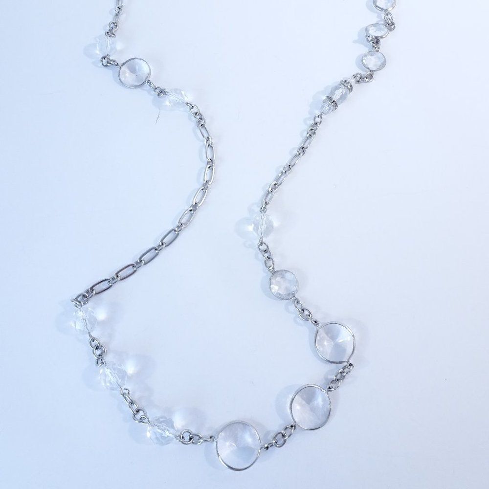 Ann Taylor Lucite Clear Stone Layer Link Toggle Necklace NWOT $59.50